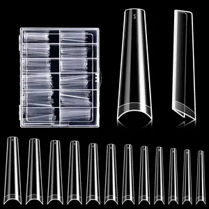Transparent Acrylic Nail Tip, Clear Nail Tips, 240pcs/set Long Transparent Nail Tip, Nail Art Kit for Nail Salon & Home DIY, Nail Art Tools