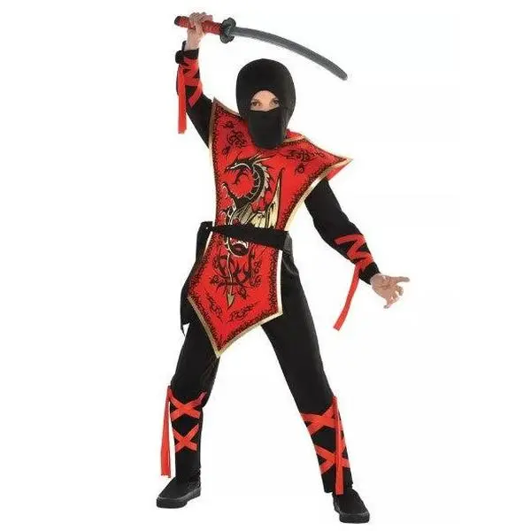 Ninja Assassin - Black/Red - Costume - Child - 4 Sizes