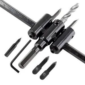 Adjustable Hole Saw Kit (1-3/16" to 7-7/8" / 30-200mm) - Heavy Duty Circle Cutter for Wood, Drywall & DIY Projects - Multi-Size Cutting Tool with Durable Black Coating - Perfect for Electrical Boxes, Plumbing & Carpentry Work