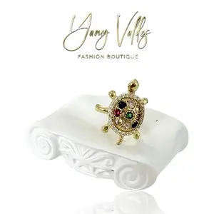 Turtle Ring Gold Plated Multicolor Design Elegant Everyday Style