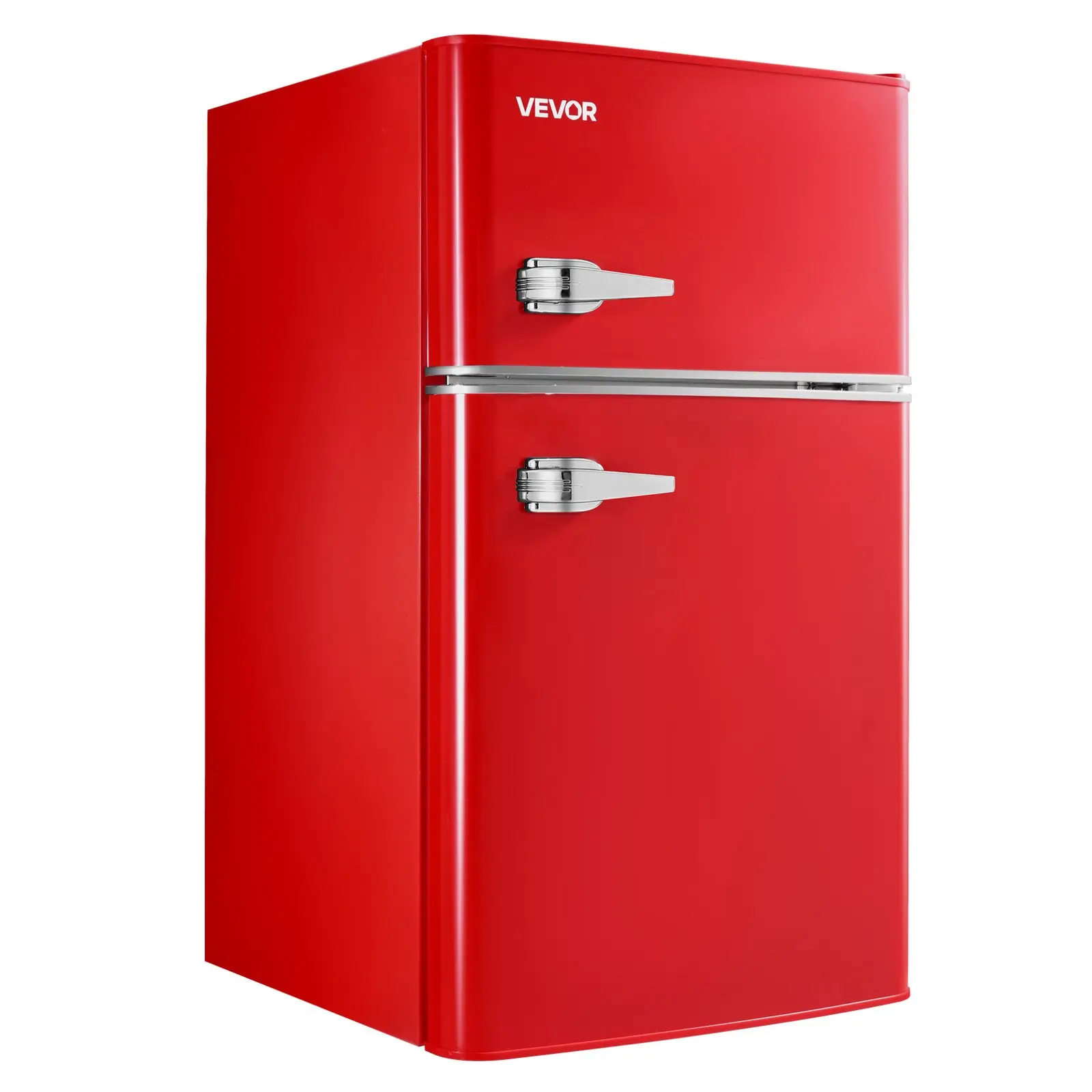 【DealsForYouDays】VEVOR Mini Fridge with Freezer, 3.2 Cu.Ft, Two Door Compact Refrigerator with Adjustable Temperature, Glass Shelf, Energy Efficient Dorm Fridge, Low Noise Small Refrigerator, for Bedroom, Office, Red