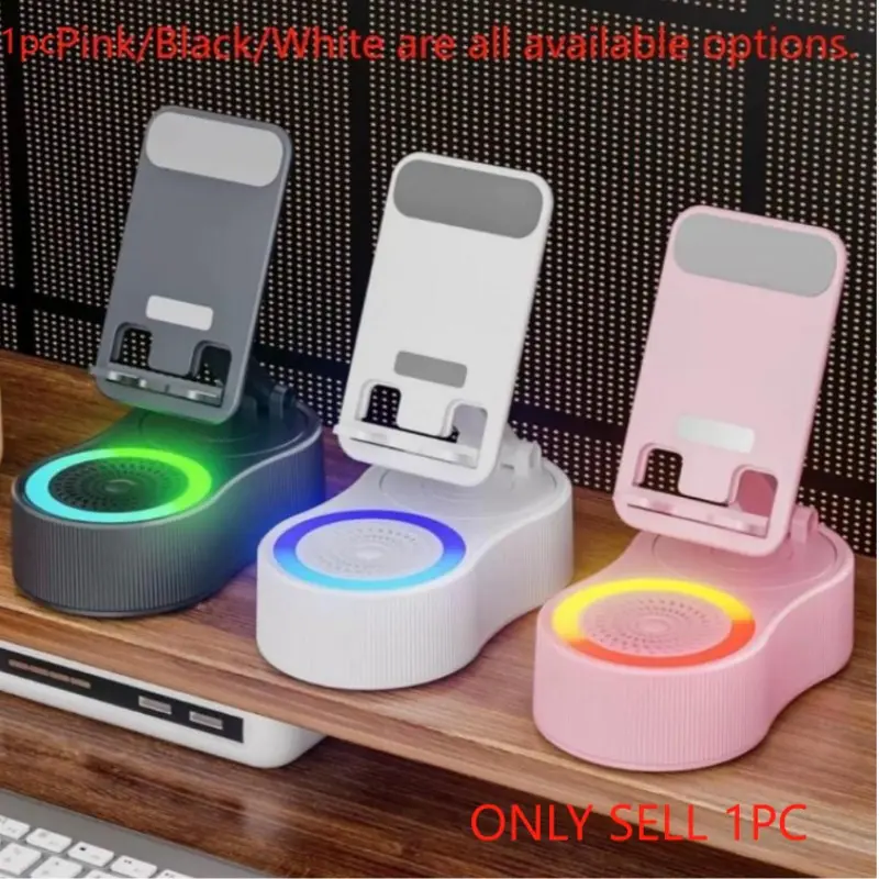 New Wireless Audio Bluetooth Speaker 5in1 Phone Holder, Multifunctional Portable Speaker, Emergency Rechargeable with Ambient Light, Foldable for Tablet, iPhone, Android, Gifts for Men, Women, for Thanksgiving, Christmas, New Year, Birthday