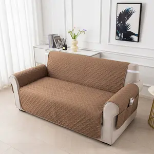 Pure Color Cotton Sofa Cover, Ultrasonic Embossed Pet Sofa Pad, Dustproof Protector, Home Decor, Fits 1-3 Seater, All Seasons