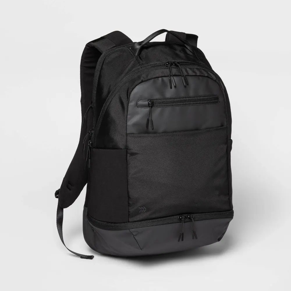 21" All in Motion Travel Commute Lightweight Backpack Black - Adjustable Straps