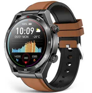 Smart Watch, Smart Watch with Bluetooth Call, Fitness Watch with/HR/Sleep, 1.39" Smartwatch for Men Women, IP67 Waterproof for Android iOS Brown Leather