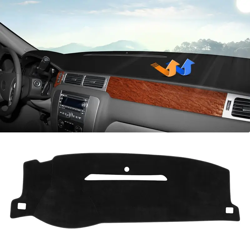 Transmotor2013 Dash Cover Cap – 2007-2013 Chevy Silverado & GMC Sierra – Black Textured – Front Dash Panel