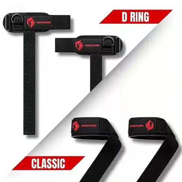 EKKOVISION D-Ring Buckle Workout Wrist Straps, Thick Padded Wrist Guards for Heavy Lifting, Deadlift, Powerlifting with Max Grip Strength