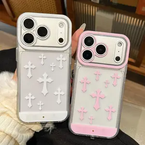 Shockproof Glitter Phone Case Cover For Women Cross Religious Faith Gift For iPhone Samsung Galaxy 17Pro Max Air 16 15Plus 14 13 12 11 Matte Finish Anti Drop Bumper Religious Birthday Gift For Her  NN123