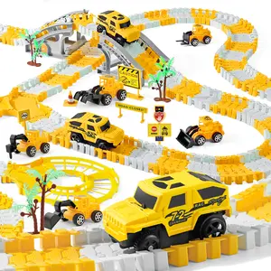 276 PCS Construction Race Track Toys for Kids Boys : Trucks, Cars, Excavator Build Creativity