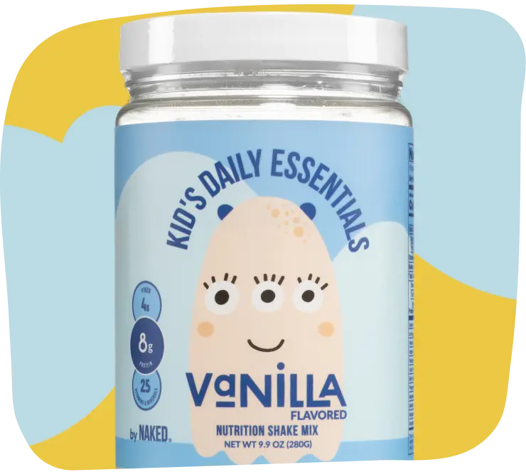 Naked Kid's Nutrition Shake Vanilla Flavor - 8g Protein, 25 Vitamins Minerals, Vegan Formula