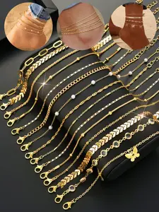 Women's Bohemian Fashion Metal Butterfly Hollow Heart Anklet Set, Boho style jewelry, Fashionable Elegant Design for All Seasons, Ideal Gift for Beach Vacation & Daily Wear