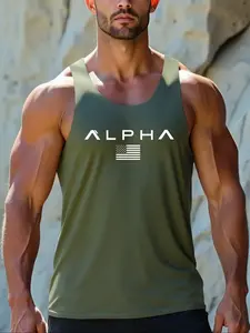 Men's Breathable Sleeveless Sports Vest, Quick-Dry Polyester Fabric, Ideal for Running & Outdoor Activities, Casual Wear Design, Athletic Sports Clothing, Athletic Apparel, Athletic Style Activewear