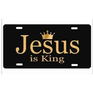 Jesus is King Metal License Plate Tag, 6"x12" Aluminium Car Accessory, Custom 4-Holes Vehicle License Plate for Cars, Trucks, Car Accessories summervibes