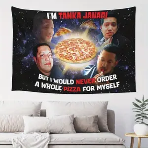 Sal Vulcano-I'M Tanka Jahari But I Would Never Order a Whole Pizza for Myself Funny Tapestry Premium Wall Hanging Room College Dorm Room Decoration Tapestry with Free Installation Kit Home Decor Gifts Outdoor Gatherings