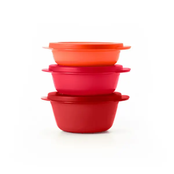 Tupperware CrystalWave PLUS Round Set - Microwave Safe, Leakproof, Stackable Lunch Boxes with Stain Guard Coating, Compact Pressure Lock Bowl with Lid Food Containers for Meal Preps for the Week, Microwave Meals