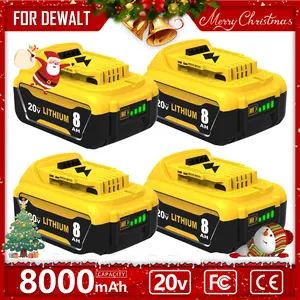 4 Pack 8.0Ah Lithium Ion Replacement for Dewalt 20V Battery 8000mAh MAX DCB200 DCD/DCF/DCG/DCS High Capacity Long Lasting Portable Devices lithium-ion power tool high-capacity powertools