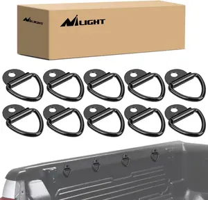 Nilight 10-Pack Heavy-Duty Steel V-Ring Bolt-On D-Ring Tie Down Anchors with 1-Point Mount for Cargo on Vehicles, Trucks, Pickups, Vehicle, One-Point Mount