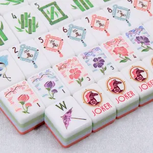 American Mahjong,  Solara and Willow Acrylic American Mahjong, Mahjong Tiles Sets, 160pcs Mahjong Sets Tiles 4-layer 160pcs Engraved Premium Quality Mahjong for Entertainment Family Game Board Games