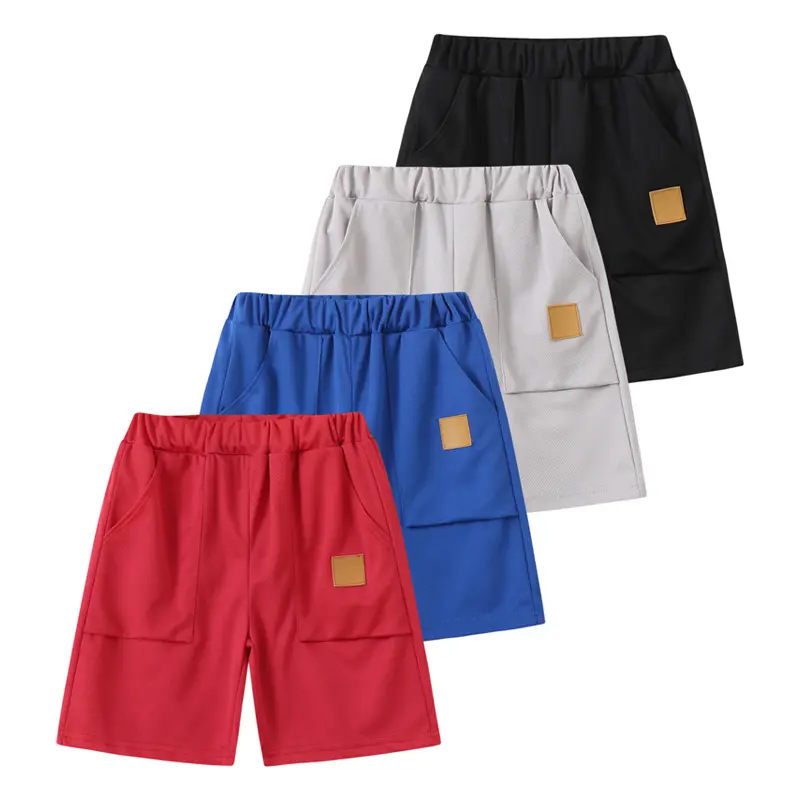 Boys' 4-Piece #SummerVibes Loose Solid Shorts - Comfortable, Pocketed, Joker Fashion, Sports Style, Daily Casual Bottoms, Daily Casual Shorts