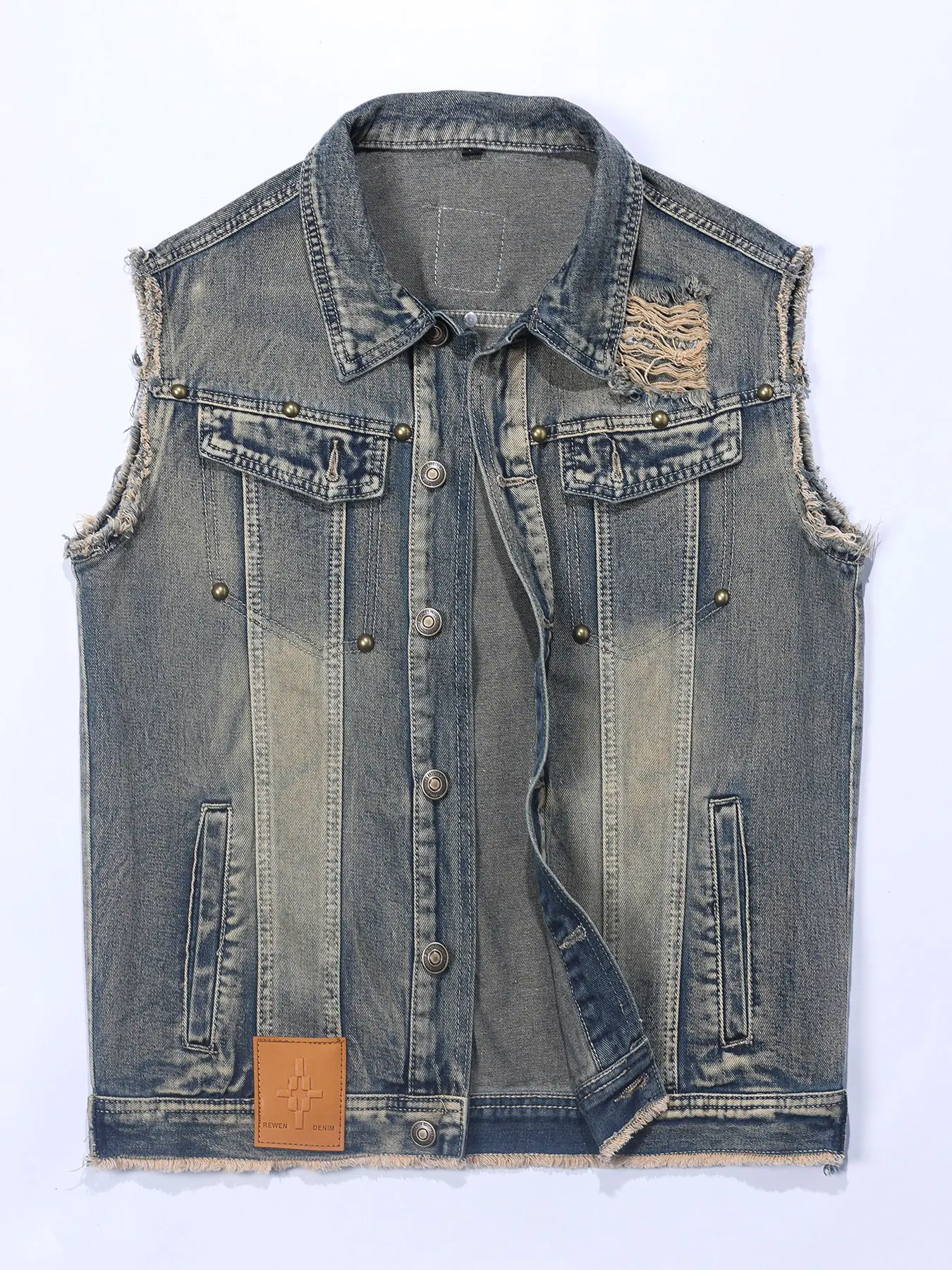 New Arrival Men's Denim Jacket with Ripped Design, Retro Washed Vest, a Stylish Pick for Streetwear Looks
