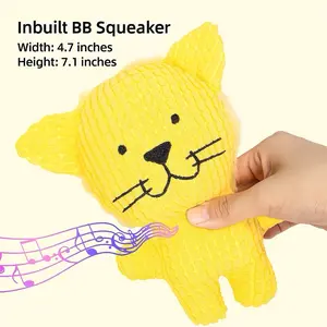 Squeaky Elephant Dog Toy – Interactive Plush Crinkle Toy for Puppies and Dogs | Durable Corduroy Chew Toy | Blue Animal Squeaker Toy for Small & Medium Pets