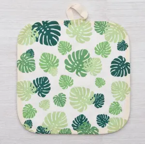 Monstera Leaf Pot Holder | Kitchen Hot Pads | Green Boho Kitchen Decor | Heat Resistant Oven Pads