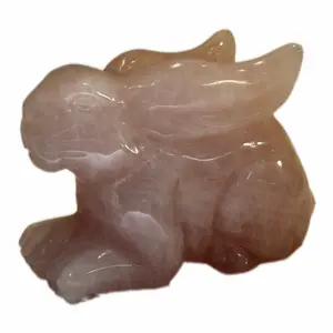 1 count Natural Rose Quartz Crystal Bunny carving crystal healing stone/for Home Decoration