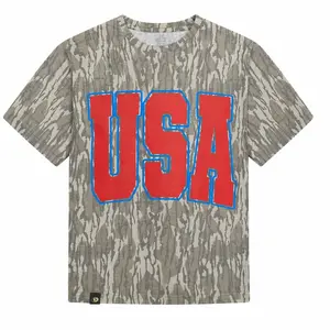 USA Camouflage Tee Shirt, Mossy Oak Camo All Over Print Shirt, Hip Hop Style, Trendy Outdoor Wear Daily Wear, Designer Clothing, Gift for him for her, Independence day gift