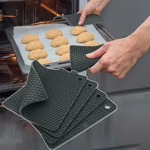 4PCS Silicone Trivet Mats - Heat Resistant Pot Holders,Multipurpose Non-Slip Hot Pads For Kitchen Potholders,Hot Dishers,Jar Opener, Spoon Holder,Food Grade Silicone