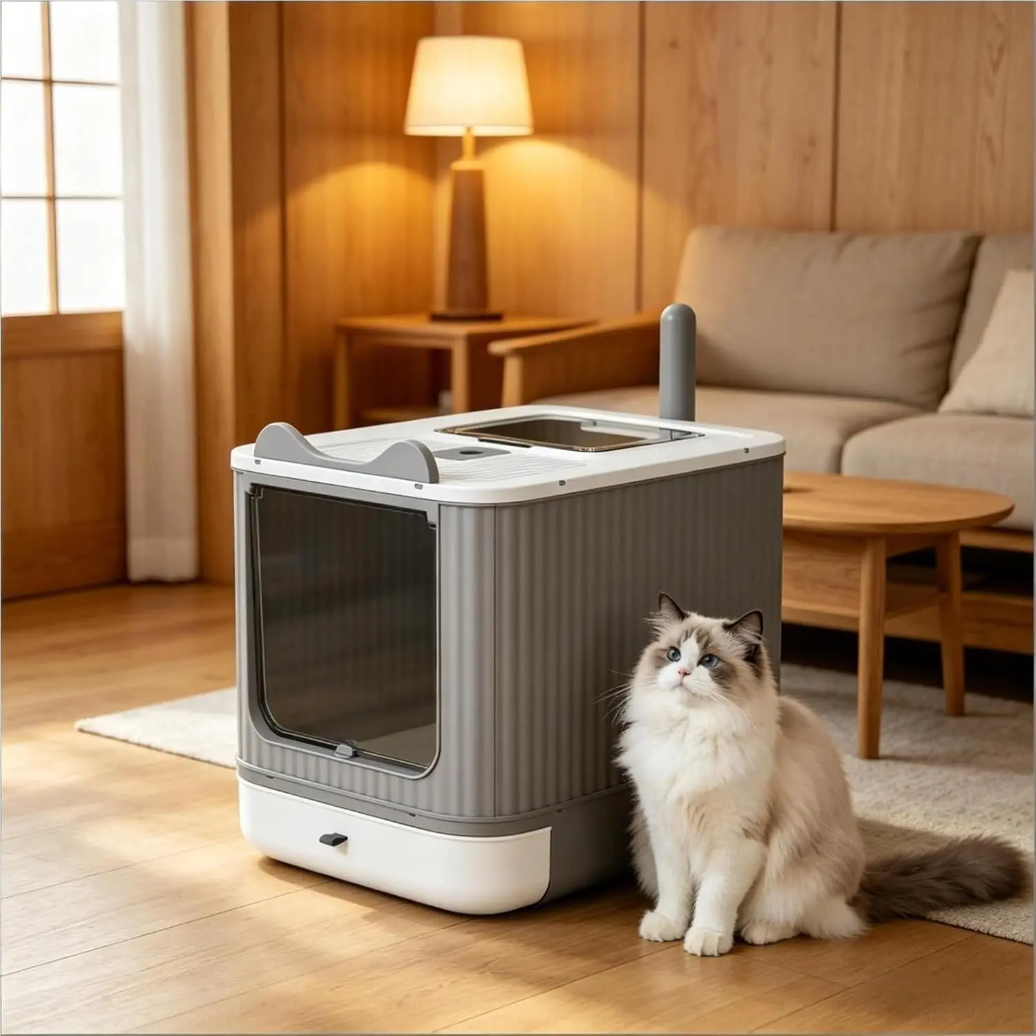 Automatic Self Cleaning Enclosed Cat Litter Box XXL  Anti Splash Odor Control Antibacterial Easy CleanThethumbshop flip-top lid litter box enclosure automatic litter box cat  cats basket muzzle Self Cleaning Cat Litter Box dual entry anti-urine leakage