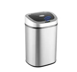 Nine Stars Automatic Trash Can, 21 Gallon Stainless Steel, Motion Sensor Hands Free Soft Close Lid Garbage Bin, Silver