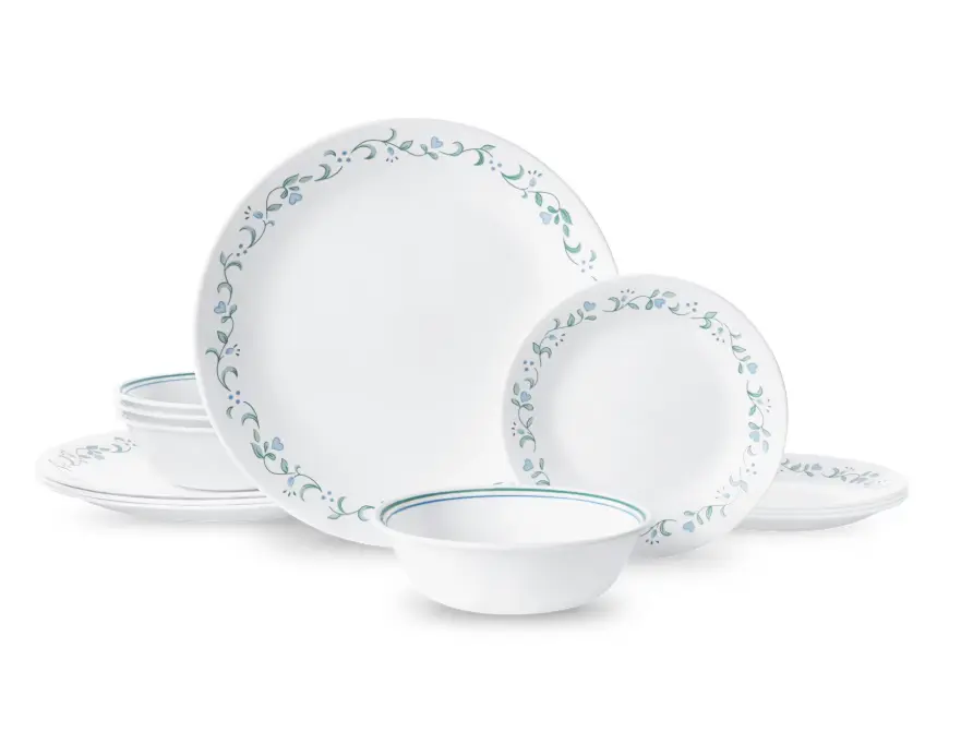 Country Cottage 12-Piece Glass Dinnerware Set (Service for 4)