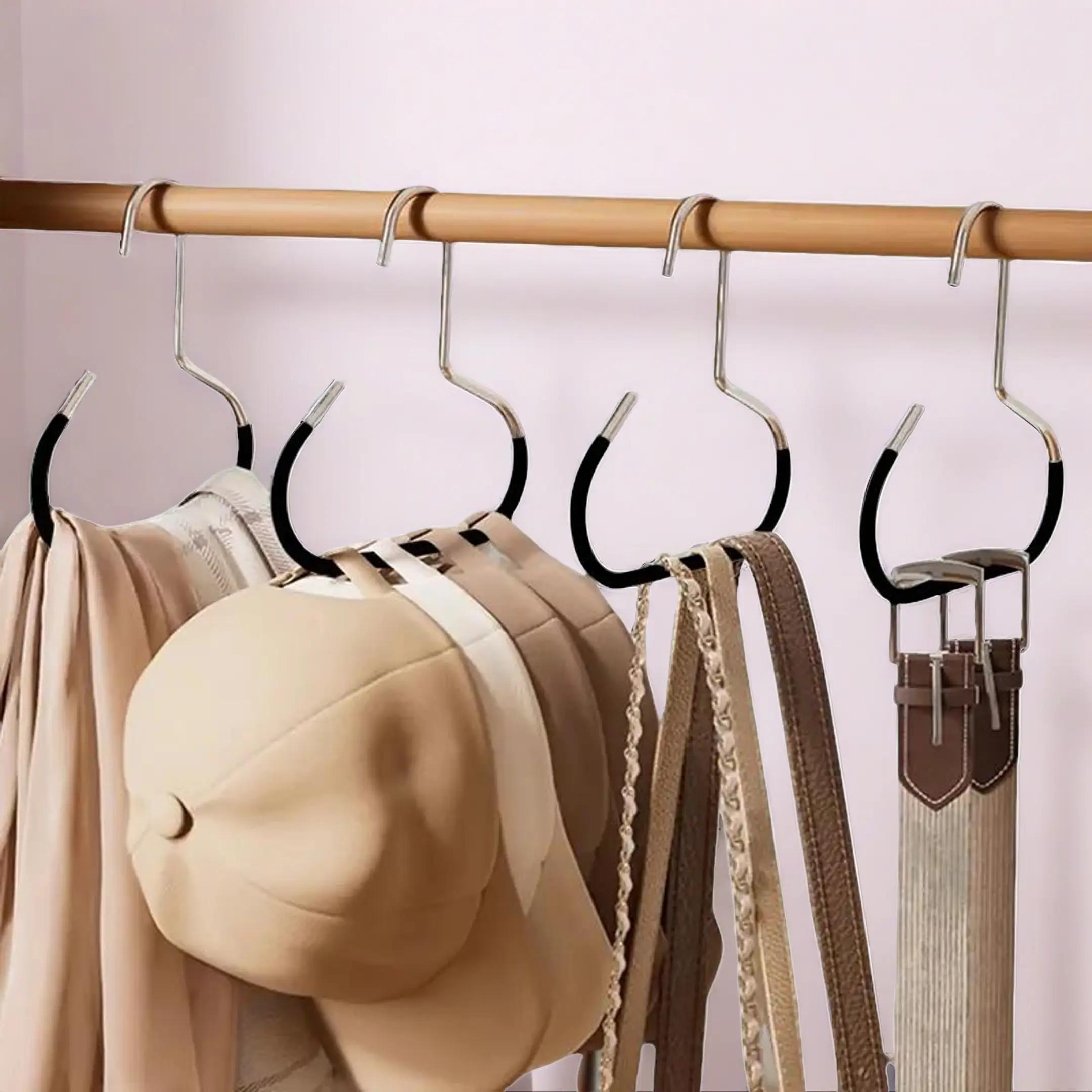 Stop Stacking Hats Like a Mess – 6 Count Hat Storage Hooks, Space Saving Stainless Steel Rack with Reinforced Design for Long-Lasting Use