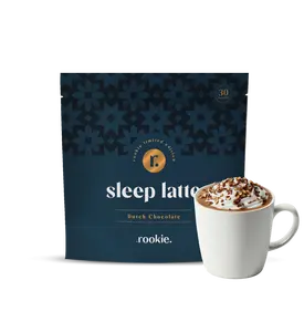 Rookie Limited Edition Sleep Latte with Magnesium Calming Herbs & Melatonin for Deeper Sleep Regulation of Sleep-Wake Cycles Dutch Chocolate Flavor 30 Servings - Healthcare