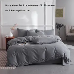 2/3pcs dark gray duvet cover set, 1 duvet cover+1/2 pillowcase, super soft ultra-fine fiber, with zipper closure, lightweight year-round duvet cover and pillowcase