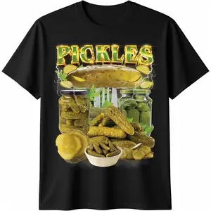 Funny Pickles Bootleg Rap 90s Vintage National Pickle Day T-Shirt Pure Cotton Graphic Tees Menswear Top: Gifts for Men & Women
