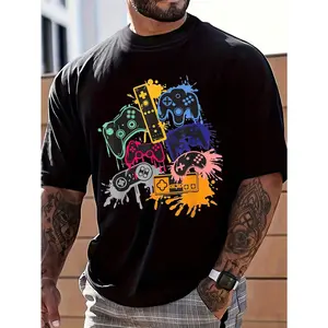 Men's Round Neck Short Sleeve T-Shirt - Game Console Printed, Basic, Casual Menswear good graphic tees