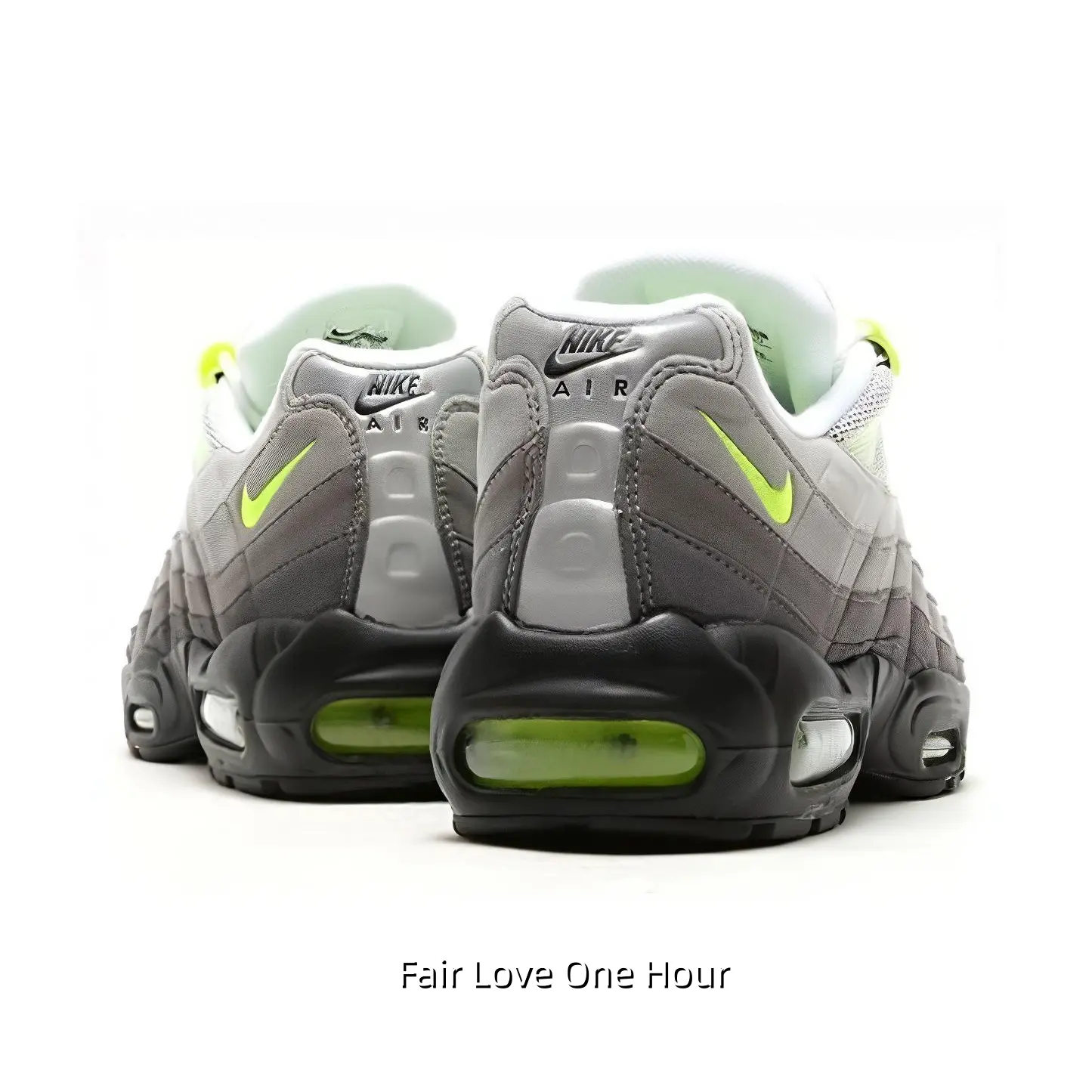 Neutral Gradient Light Grey Breathable Mesh Low Top Running Sneakers Standout Neon Green Contrast Lace, Swoosh & Air Cushion Sole Ultra Lightweight All Season Vintage Functional Urban Athletic Trainers