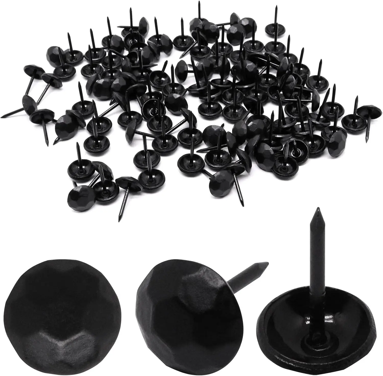 120 count Upholstery Tacks, Decorative Nails Thumb Tacks Metal Upholstery Nails for  Upholstery Pins  Furniture Tacks Small (11x17mm, Matte Black)