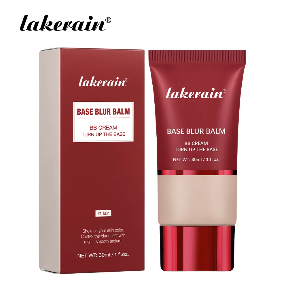 Lakerain Base Blur Balm BB Cream, Long Lasting Waterproof Flawless Coverage Foundation, Pore Blurring Moisturizing Skin Tint Makeup Base 30ml 3 Shades