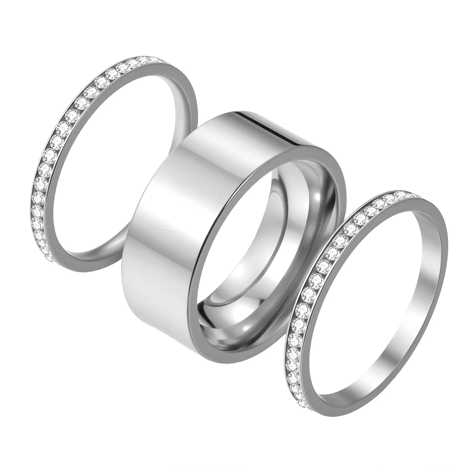 OIDEA Women's Ring Set, Tarnish Proof Stainless Steel Stackable Bands with Dainty Marquise Cubic Zirconia Accents, Classic Jewelry Gift, Stackable Rings, Tarnish Proof Jewelry, Non Tarnish Jewelry, Ring Stack