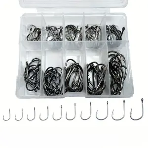 Fishing Hook Set, 100pcs/box High Carbon Steel Hooks with Storage Box, Outdoor Fishing Accessories for Fishing Enthusiasts, Fishing Tools