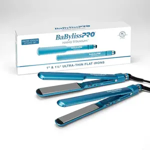 BaBylissPRO Nano Titanium 1" & 1½" Ultra-Thin Flat Iron Dynamic Duo for Sleek Polished Hair Styling with Nano Titanium Technology and Ultra-Thin Design