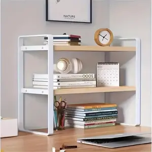 Desk Organizer & Accessories 2-Tier Multi-Functional Wooden Desk Organizer for Small Computer Desks Bookshelf Partition Decorative Aesthetic Bookcase for Home Office TikTokShopfalldealsforyou