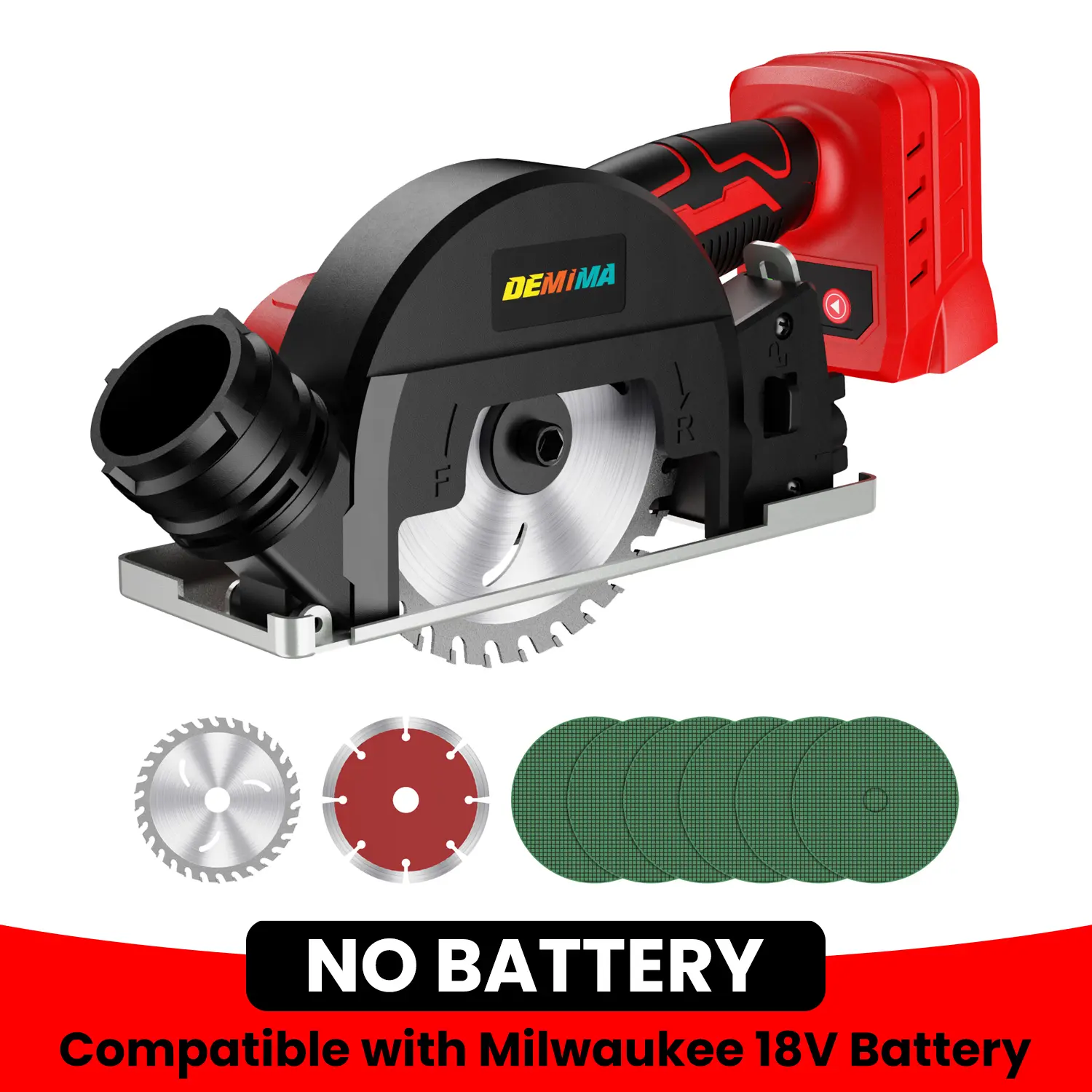 18V 4" Brushless Cordless Cut-Off Tool (No Battery) – Milwaukee Battery Compatible, 500W Power Saw with 12000RPM, 6 Cut-Off Wheels, 4" Diamond Blade, Base Plate for Metal, Wood Cutter, Plastic, Power Saws, Drywall