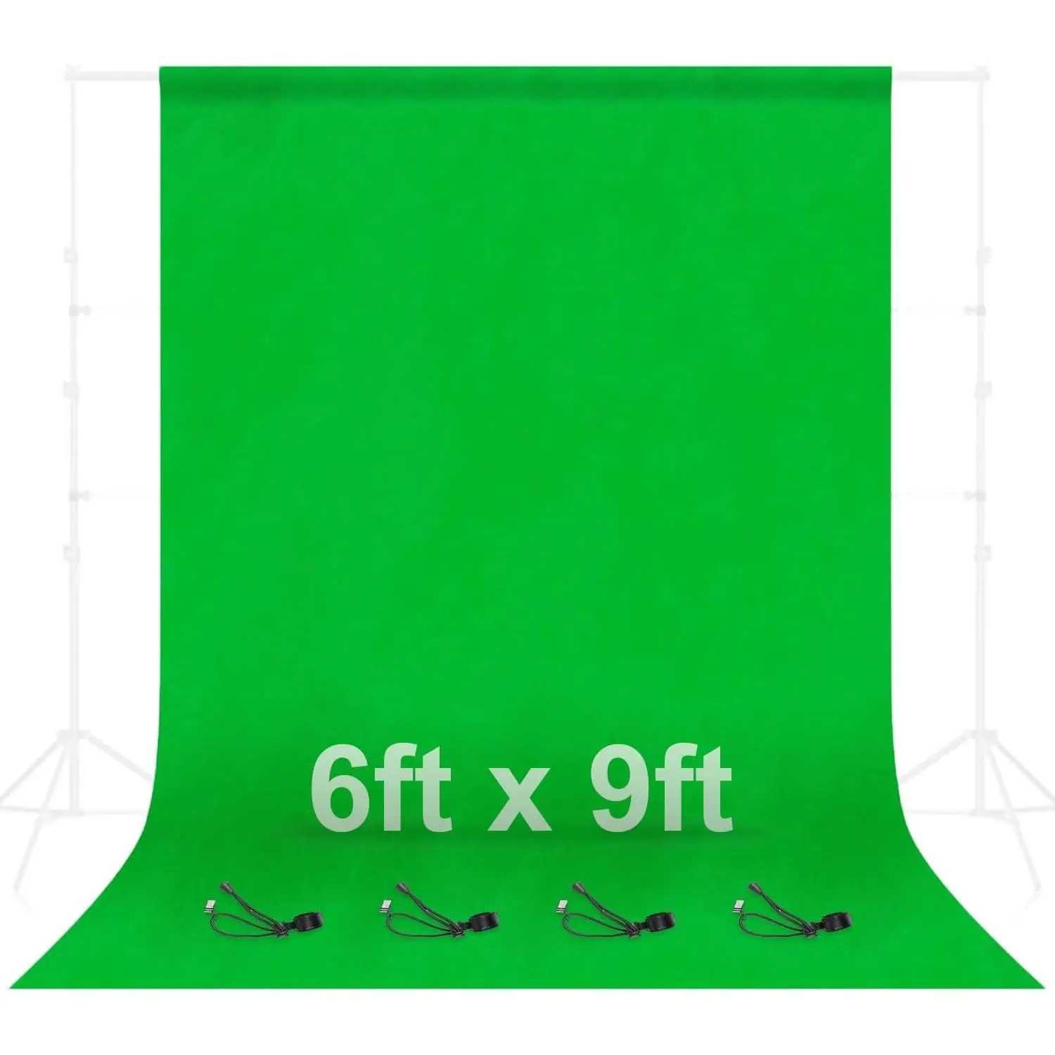Green Screen Backdrop, 6 x 9 Ft Photography Greenscreen Background Sheet Fabric Kit for  Video Streaming Zoom, Small Photo Chromakey Muslin Cloth Curtain with 4 Clip