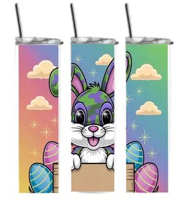 Personalized Boy Easter Bunny Drinkware Tumbler - Customizable Design for Easter Celebrations Beverage Flasks Lid Portable