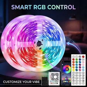 New RGB LED Strip Lights, 10/15/20/30/60m Smart Color Changing Light Strips with App & Remote Control, for Bedroom, Gaming Room, Party & Home Decoration