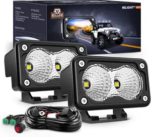 Nilight Motorcycle Led Pods 2PCS 3Inch Flood Light Led Offroad Fog Light 1160LM Driving Light Auxiliary Light w/18AWG DT Wiring Harness Kit for ATV Truck Boat Tractor Forklift portable hydraulic car lift house