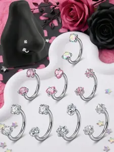 20Gauge Horseshoe Nose Rings Nose Hoop Double CZ Nose Piercing Jewelry Hypoallergenic Stainless Steel Internally Threaded U Shaped Septum Rings Cartilage Earrings Tragus Helix Piercing Jewelry Lip Rings For Women Men, Body Piercing Jewelry